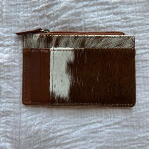 Small Moehair card holder - brown and white